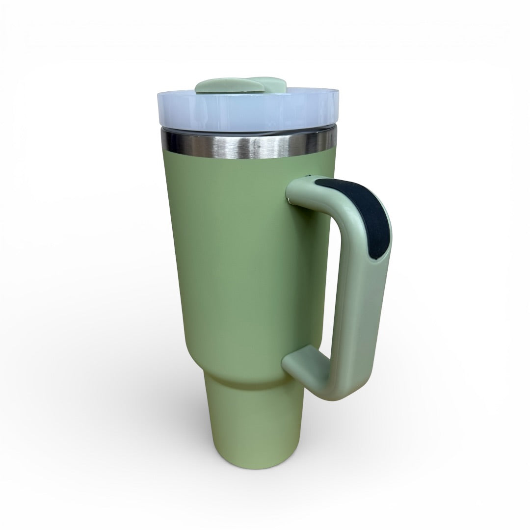 40oz Tumbler with handle and straw - Laser Engraved Custom Name